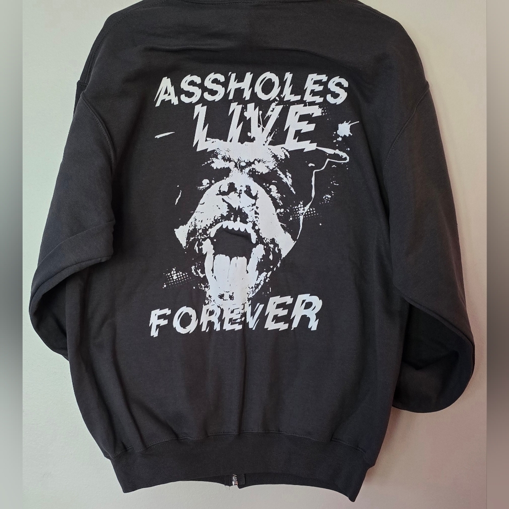 ALF - Assholes Live Forever  - Zip Up Hoodie - Medium - Gray - NWOT